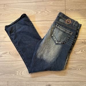 Y2K Faded Pinstriped Vintage Manfred Denim Relaxed Fit Jeans